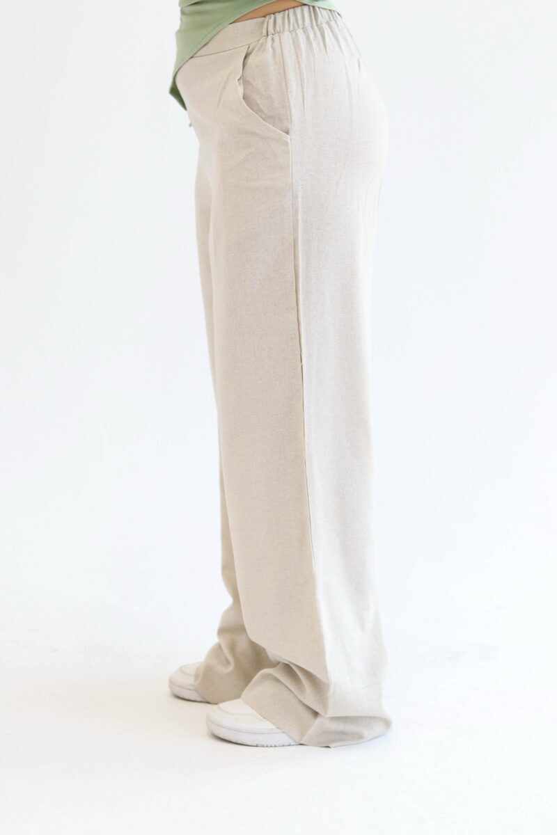 Linen pants in beige - Image 2
