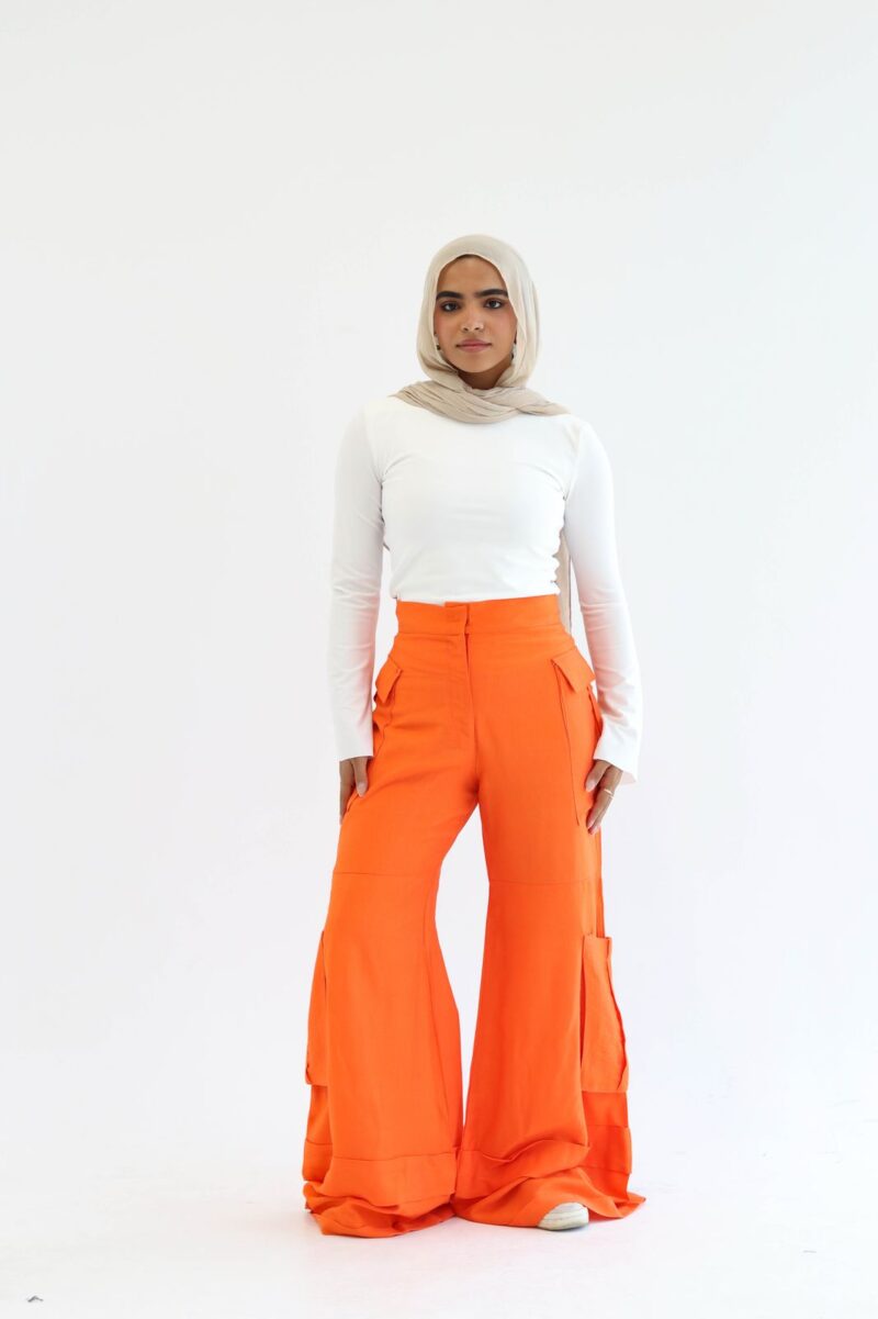 Cargo pants in orange - Image 3