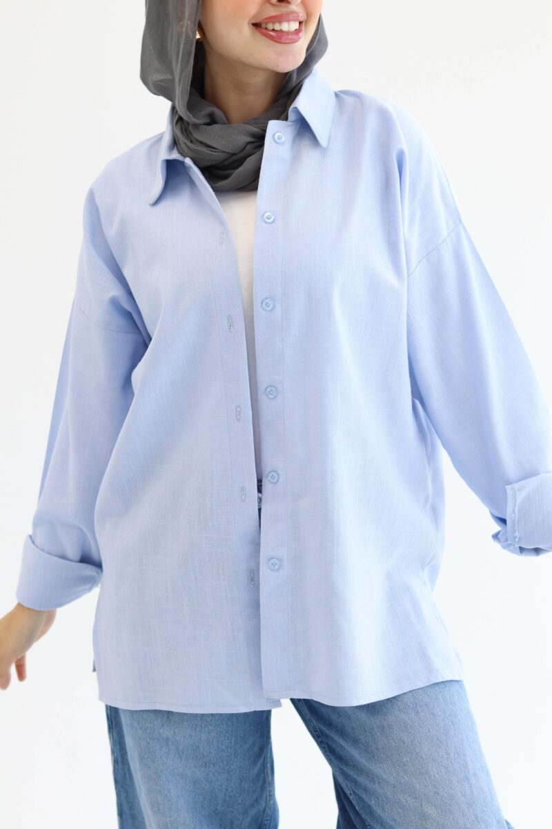 Linen chemise in baby blue - Image 3