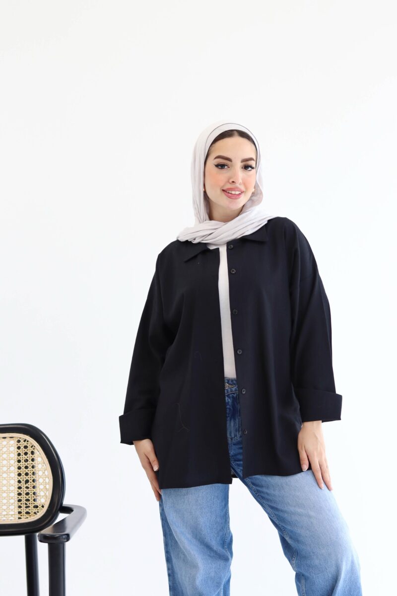 Linen chemise in black - Image 2