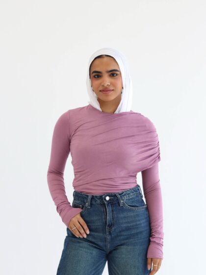 One shoulder blouse in mauve