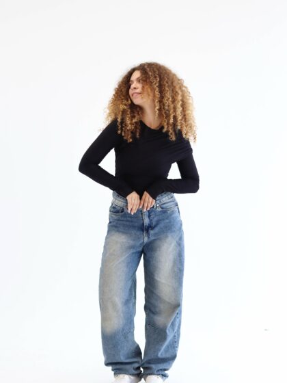 One shoulder blouse in black