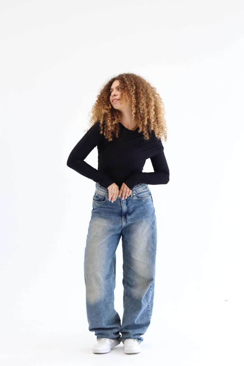 One shoulder blouse in black