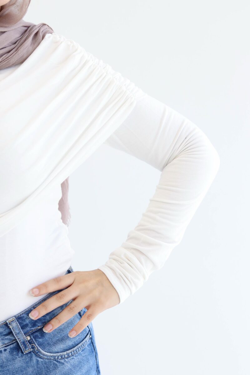 One shoulder blouse in white - Image 2
