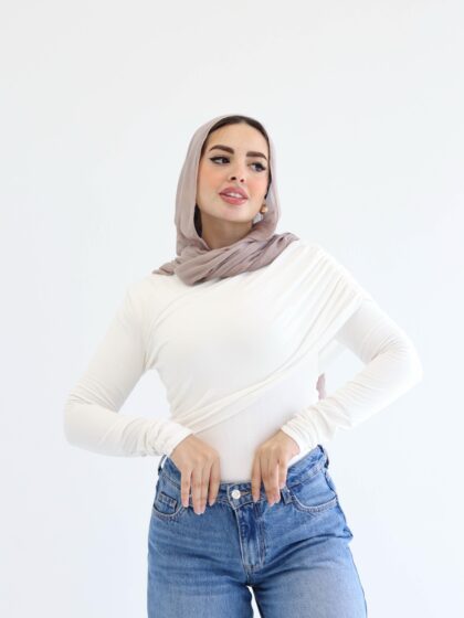One shoulder blouse in white