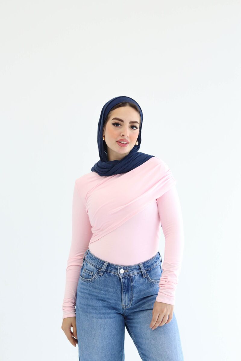 One shoulder blouse in baby pink - Image 3