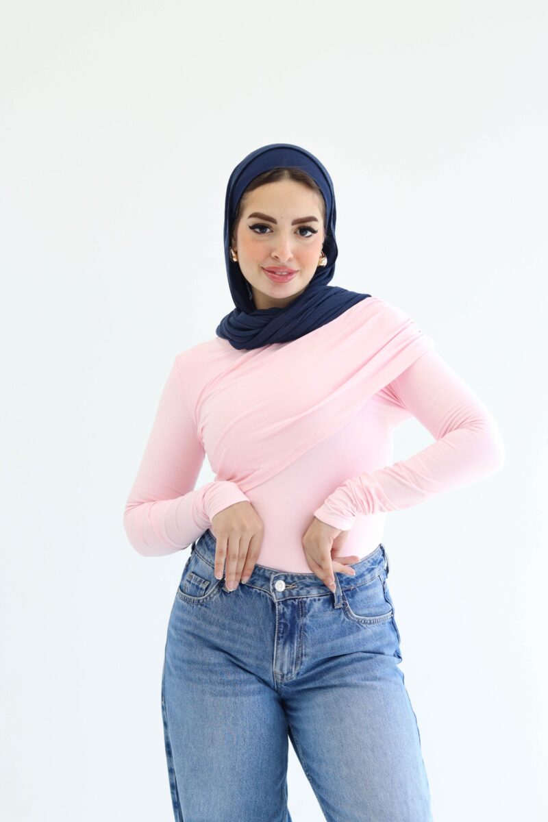One shoulder blouse in baby pink - Image 2