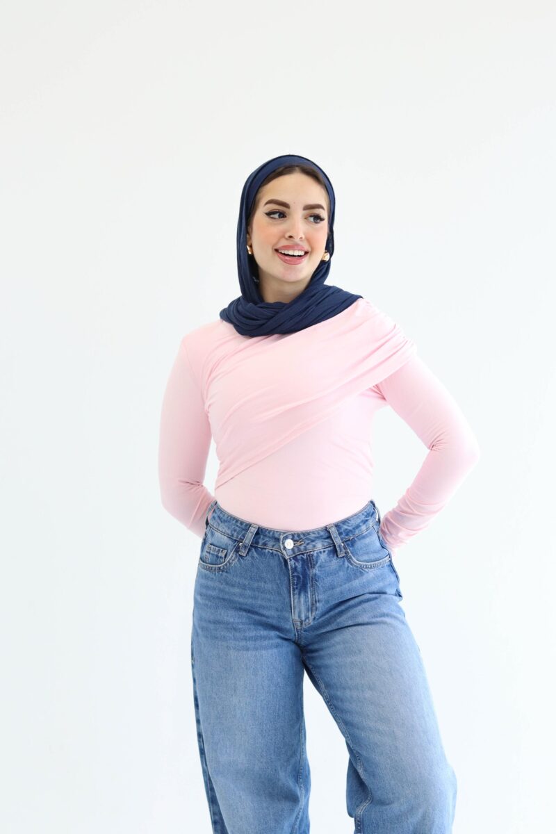 One shoulder blouse in baby pink