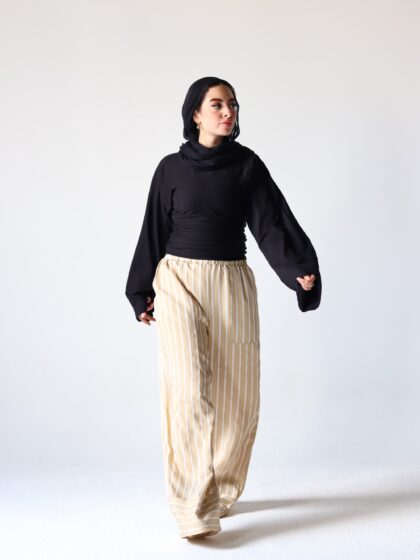 Strip pants in beige