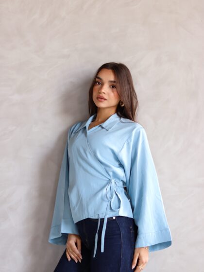 Wrap blouse in Baby blue